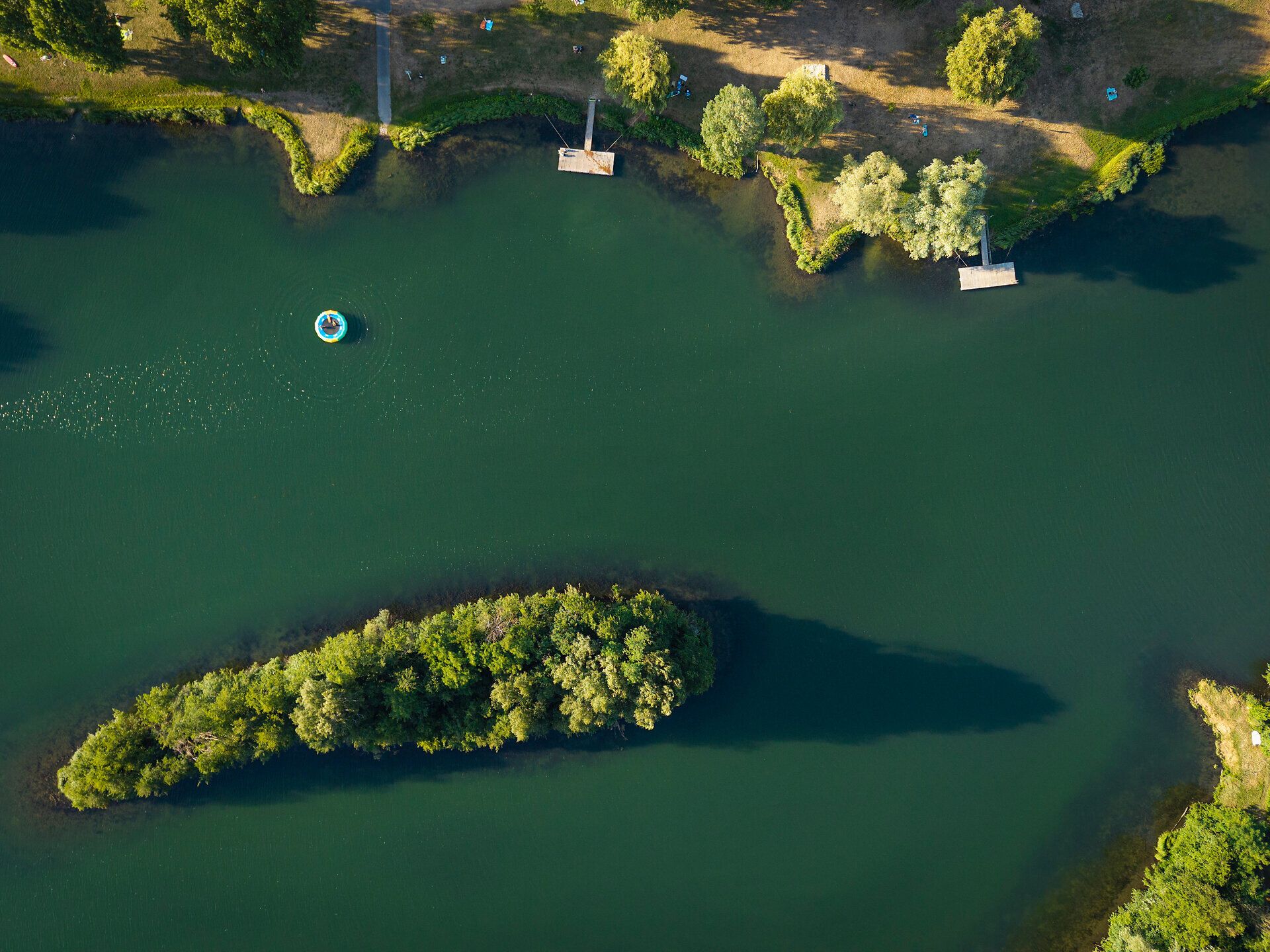 Donaualtarm in Weitenegg aus der Vogelperspektive