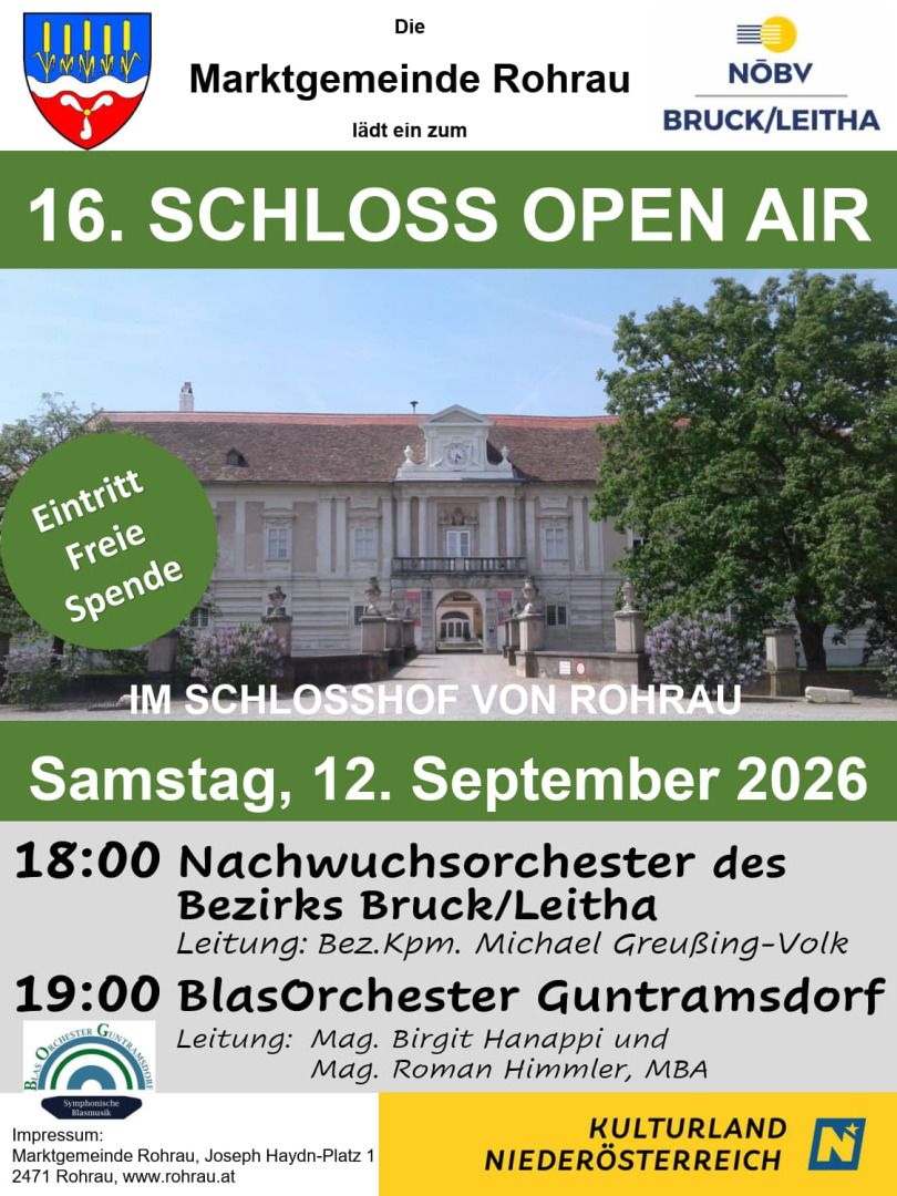 Ein Plakat mit einem Gebäude bzw. dem Schloss und Bäumen