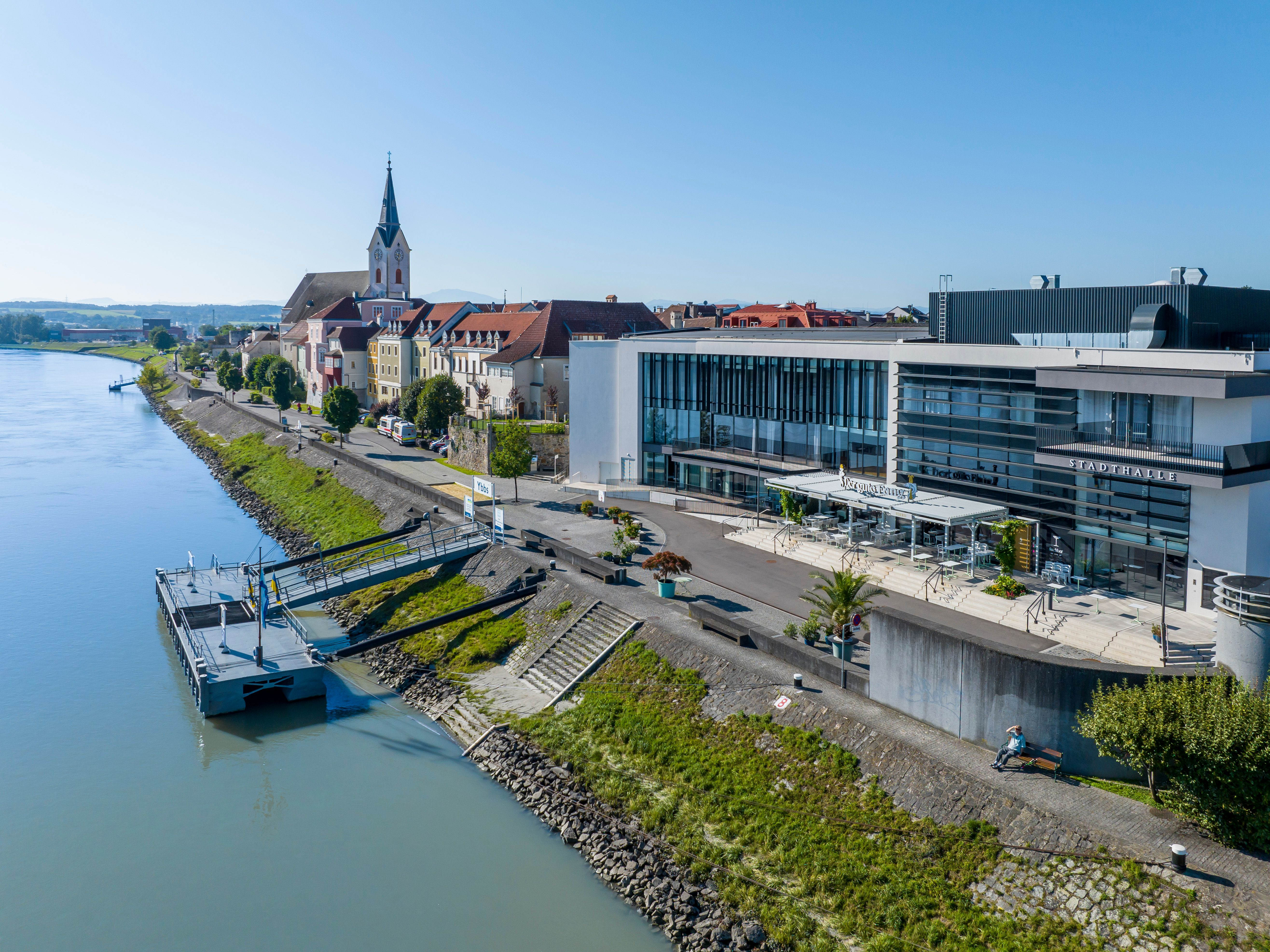 Information sign for time travel in Ybbs an der Donau.