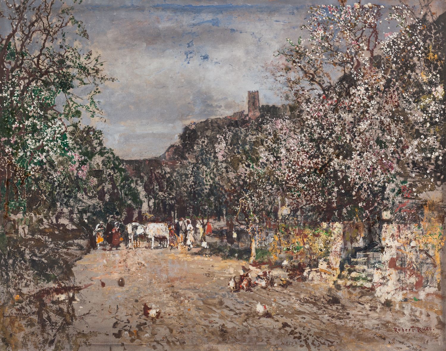 Robert Russ, Blick auf die Ruine Hinterhaus bei Spitz, um 1917 