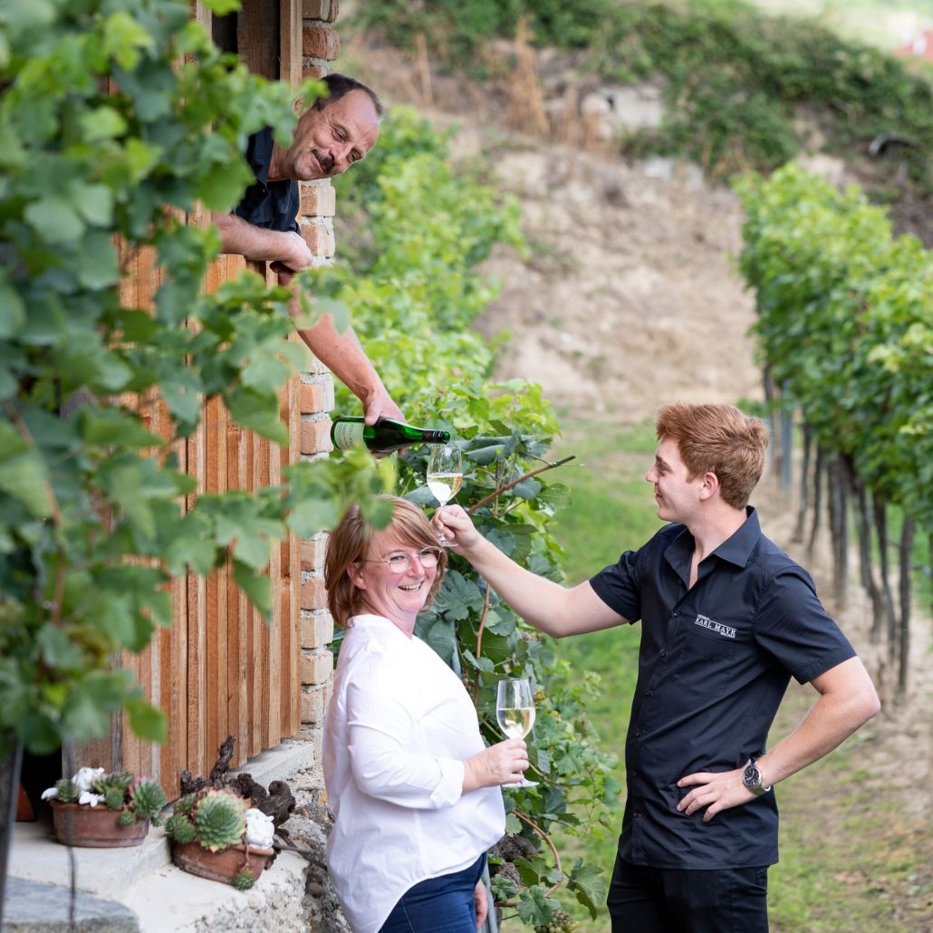 Mayr family in the vineyard