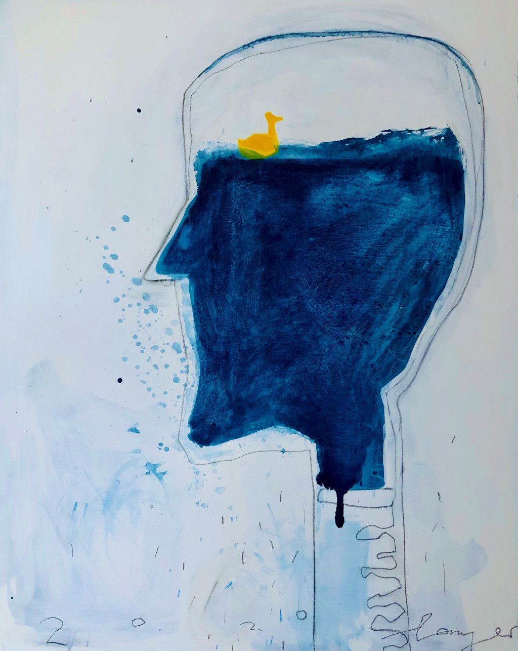 Astrid Langer, Vogel im Kopf I, 2019 © Astrid Langer / Bildrecht, Wien 2026