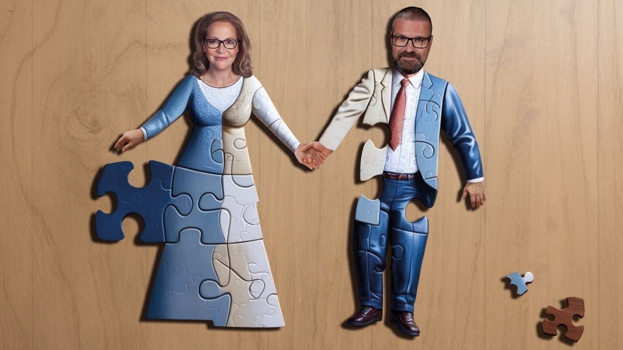 zwei Menschen in puzzleform
