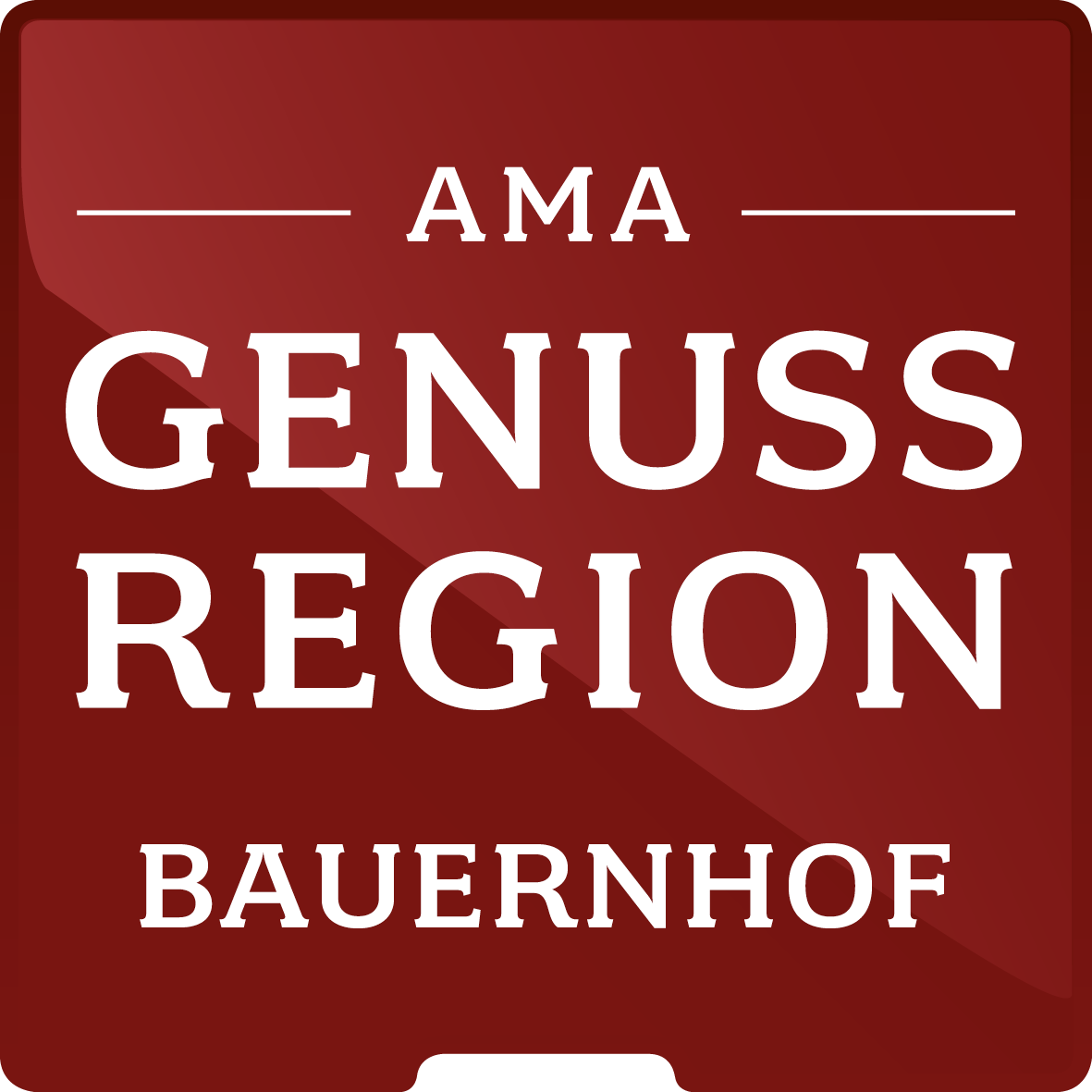 Logo der AMA Genussregion mit der Aufschrift 'Bauernhof'.