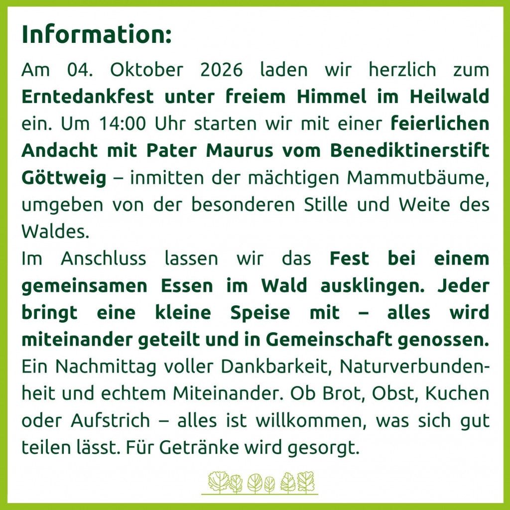 Flyer Seite 2 - Erntedankfeier im Heilwald Göttweig