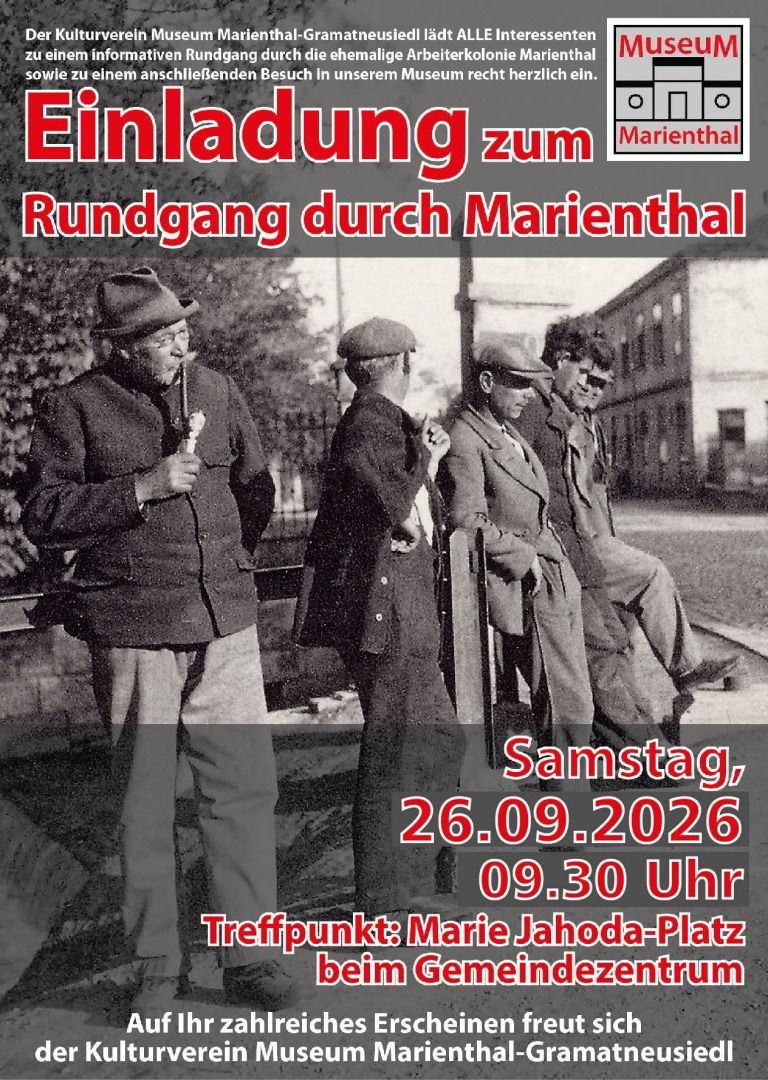 Ankündigungsplakat zum Rundgang durch Marienthal