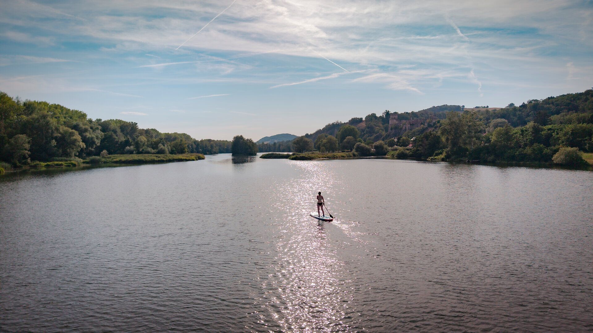 Donaualtarm in Weitenegg aus der Vogelperspektive