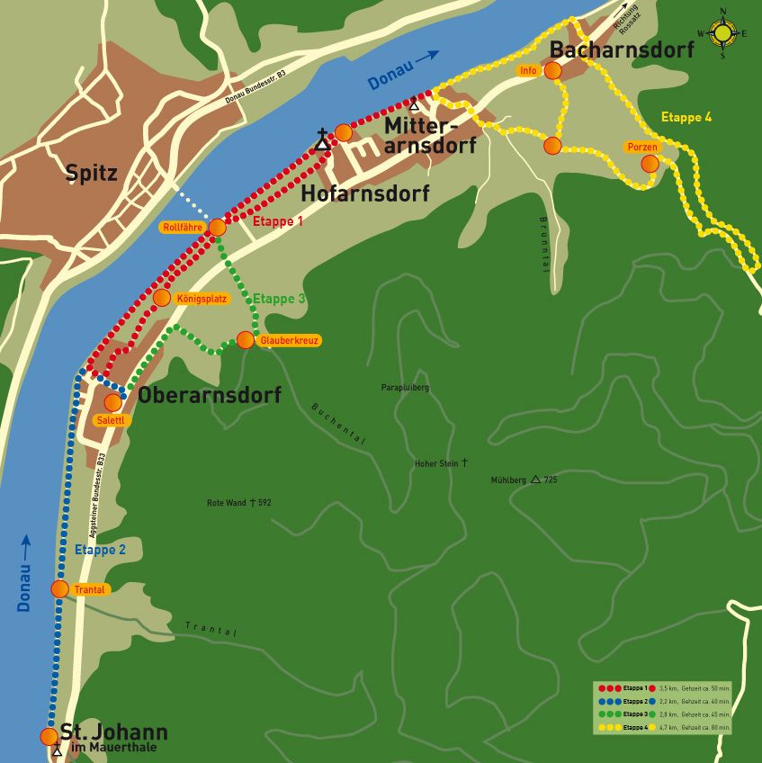 Grafik über die Etappen der Marillenmeile West in Rossatz-Arnsdorf